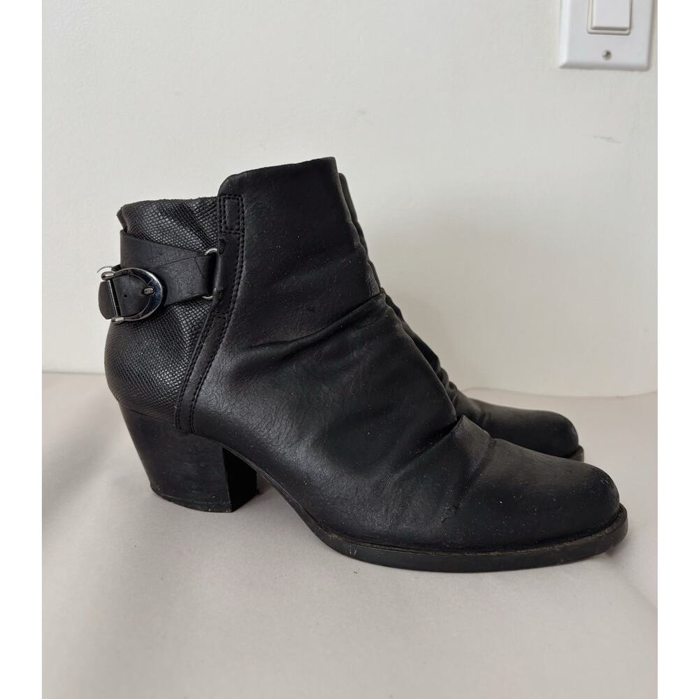 Black Baretraps Reliance Faux Leather Silver Buckle Booties 6.5 - Picture 7 of 7